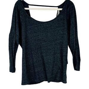 American Eagle Outfitters Women’s Gray 3/4 Sleeve Wrap Back Top Large
